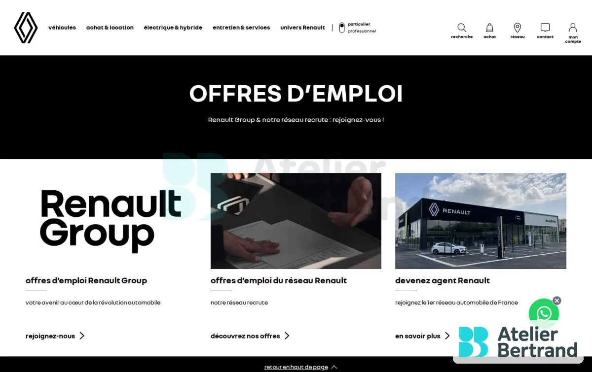 Capture : Offres d’emploi Renault Group